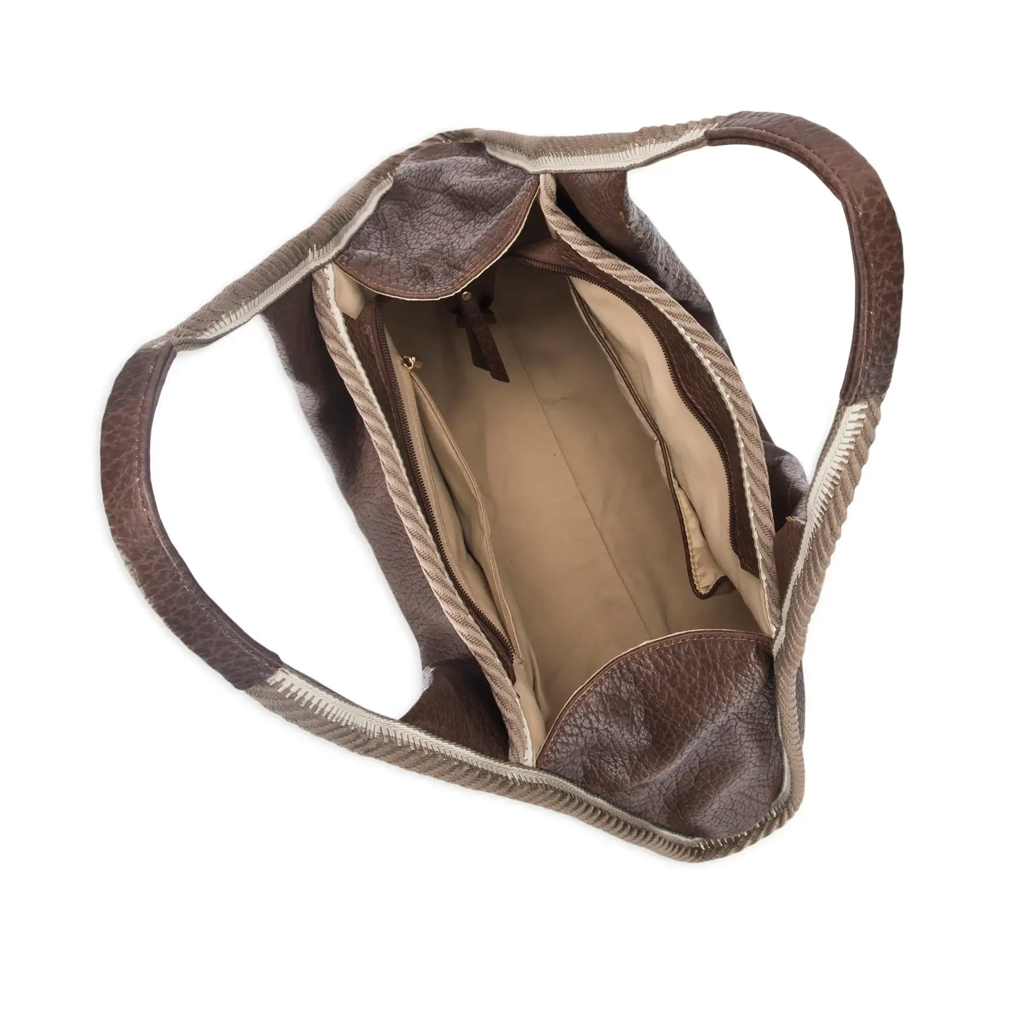 Avril Coffee Stylized Beige Hobo Tote Bag - Image 5