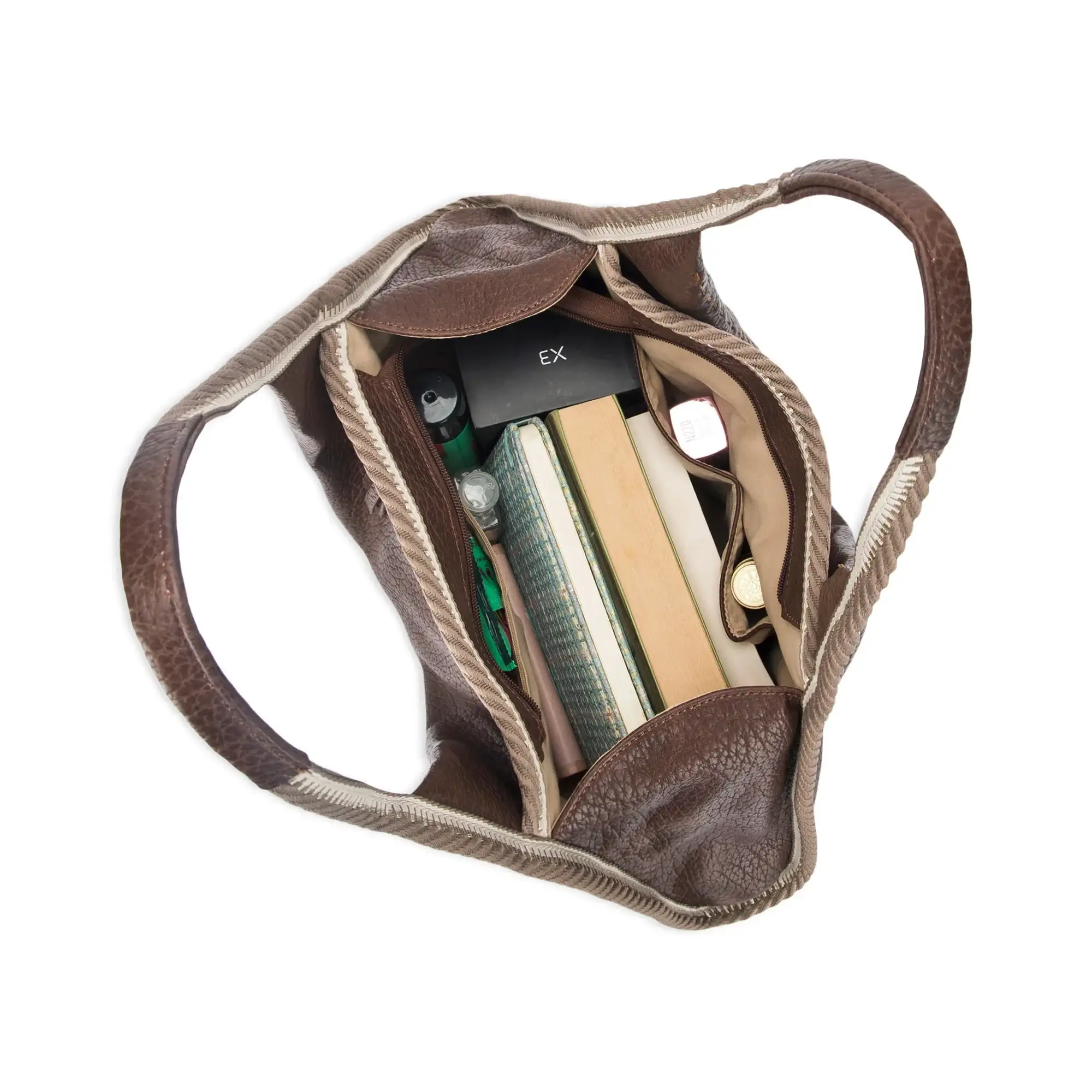 Avril Coffee Stylized Beige Hobo Tote Bag - Image 6