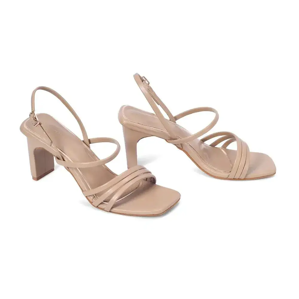 Gabbana Stylish Everyday Block Beige Heels - Image 3