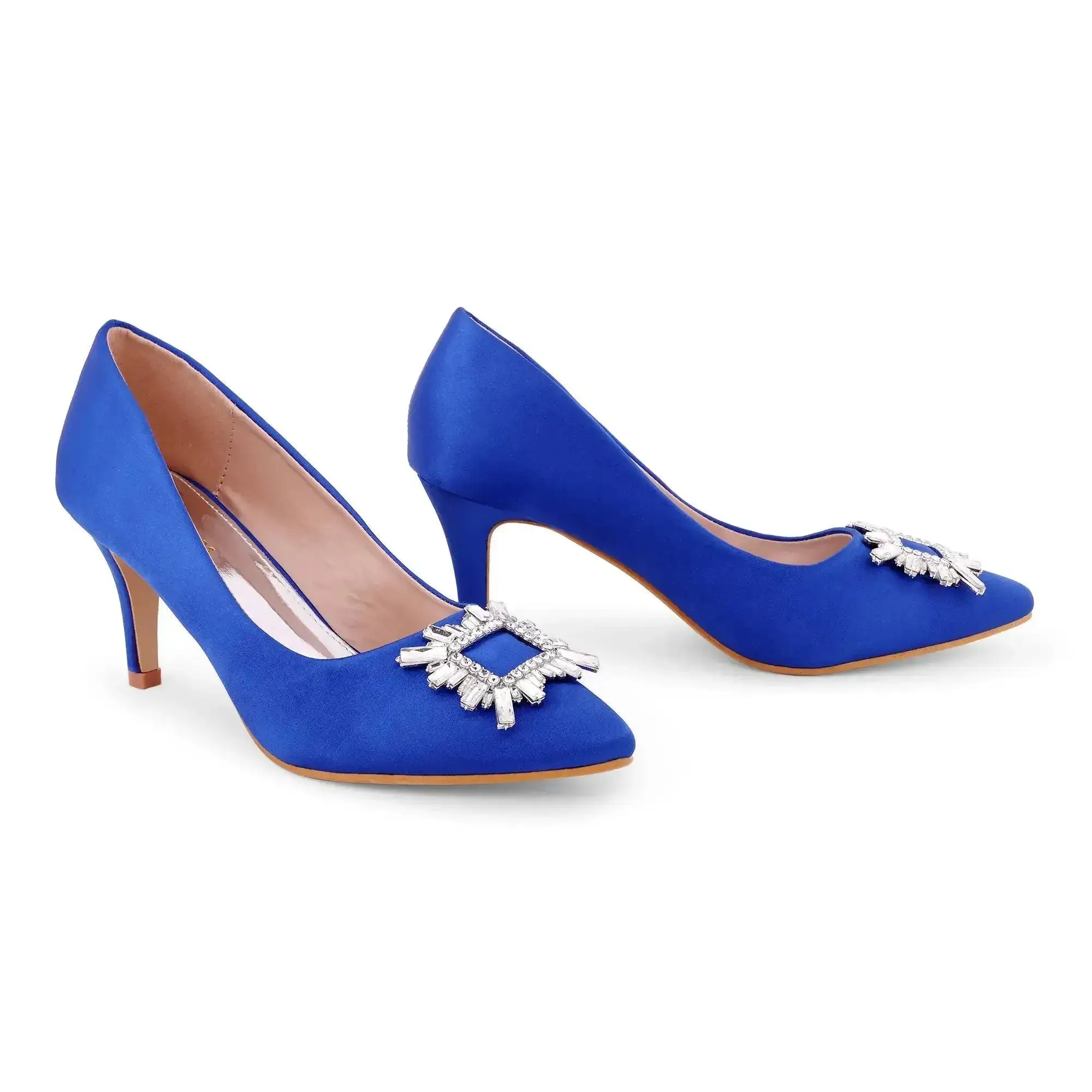 Gaga Crystal Broach Blue Pumps - Image 3