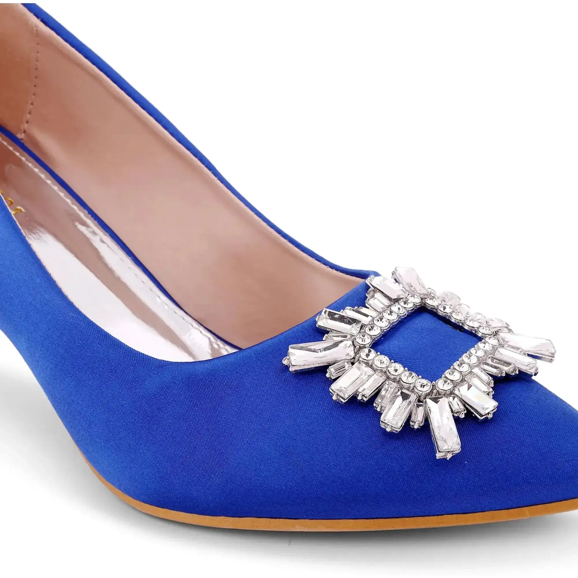 Gaga Crystal Broach Blue Pumps - Image 4