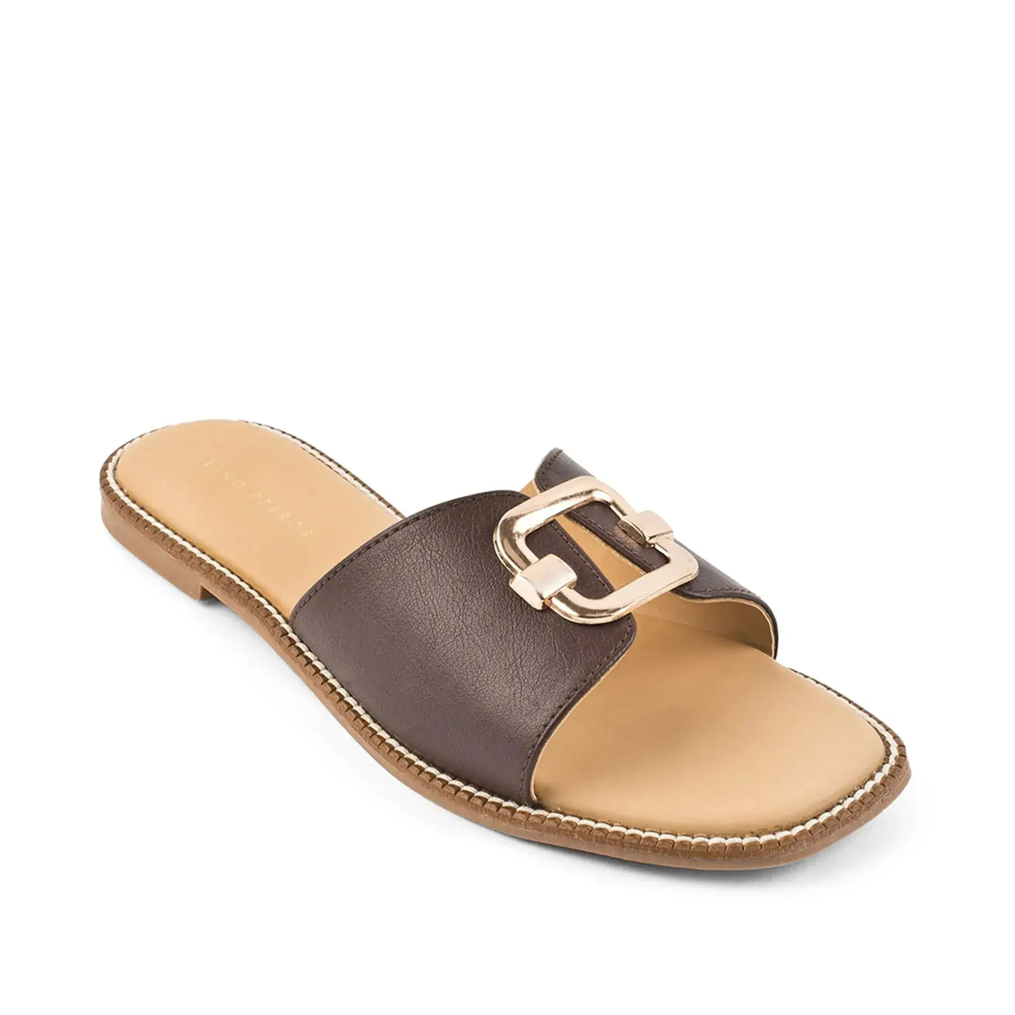 Harper Buckle Brown Comfort Flats - Image 3