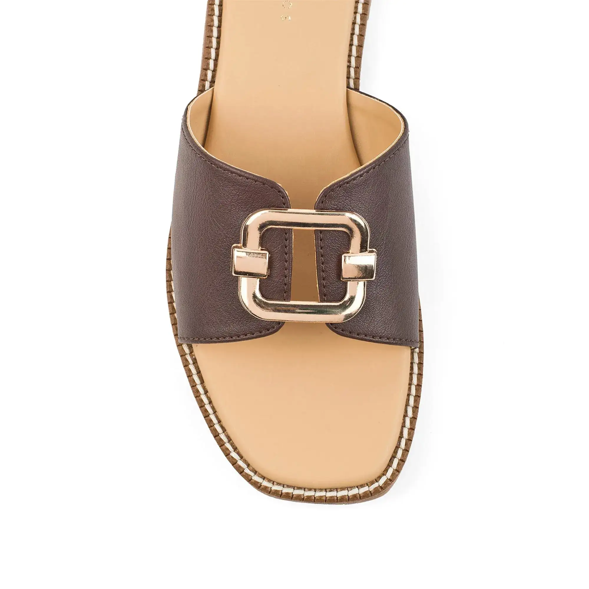 Harper Buckle Brown Comfort Flats - Image 5