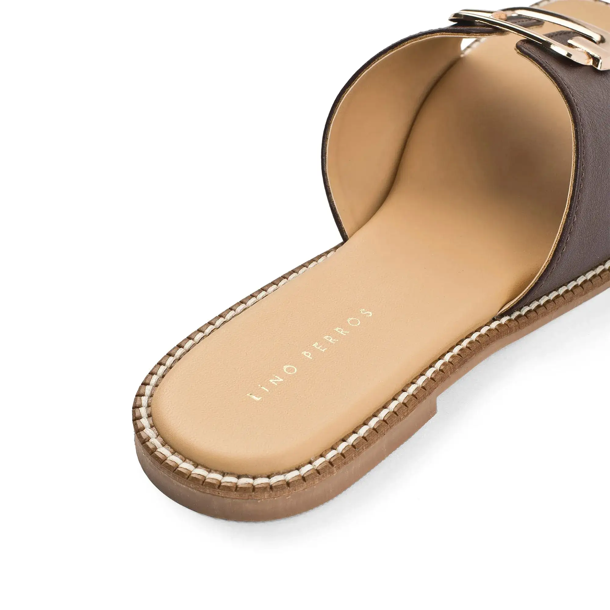 Harper Buckle Brown Comfort Flats - Image 6