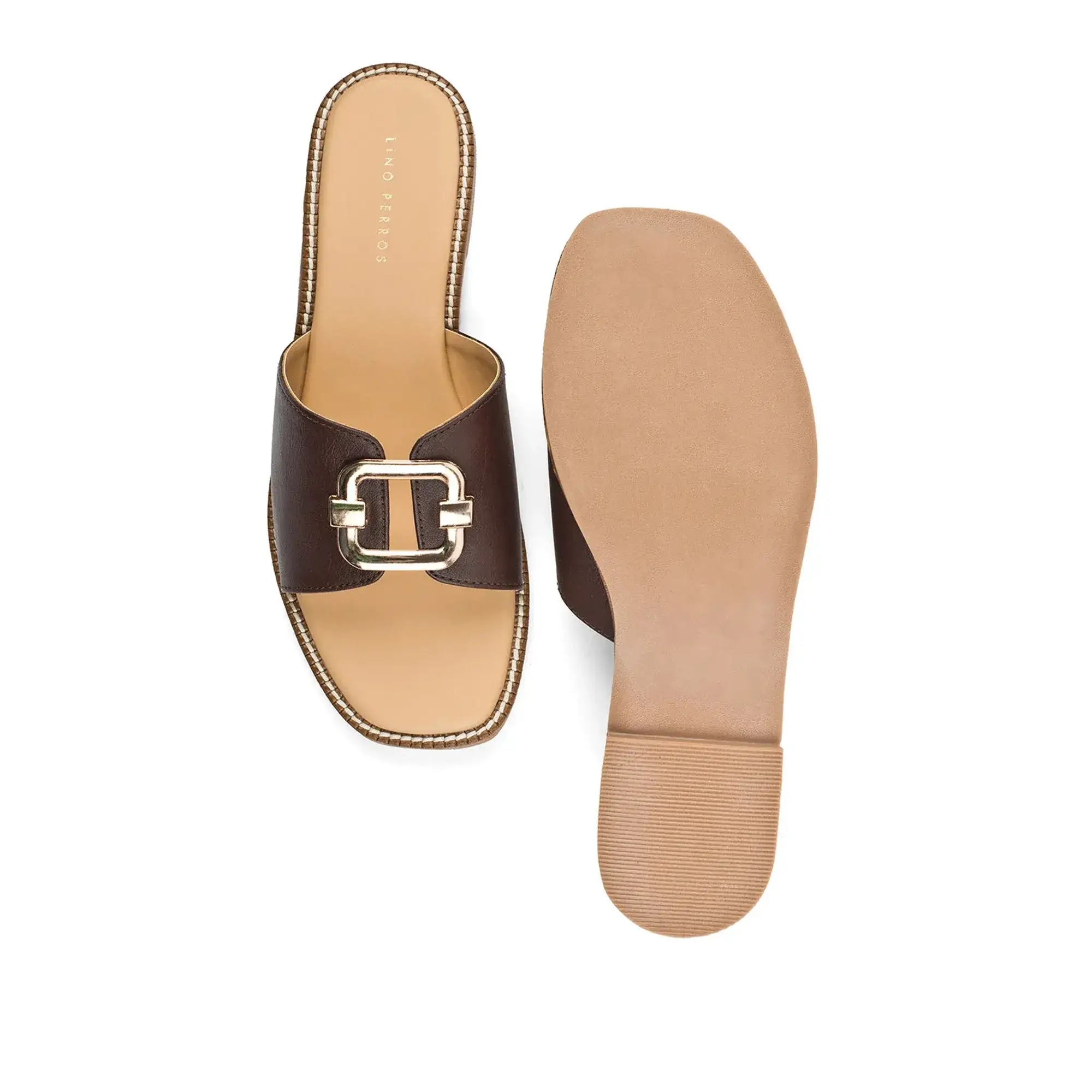 Harper Buckle Brown Comfort Flats - Image 7