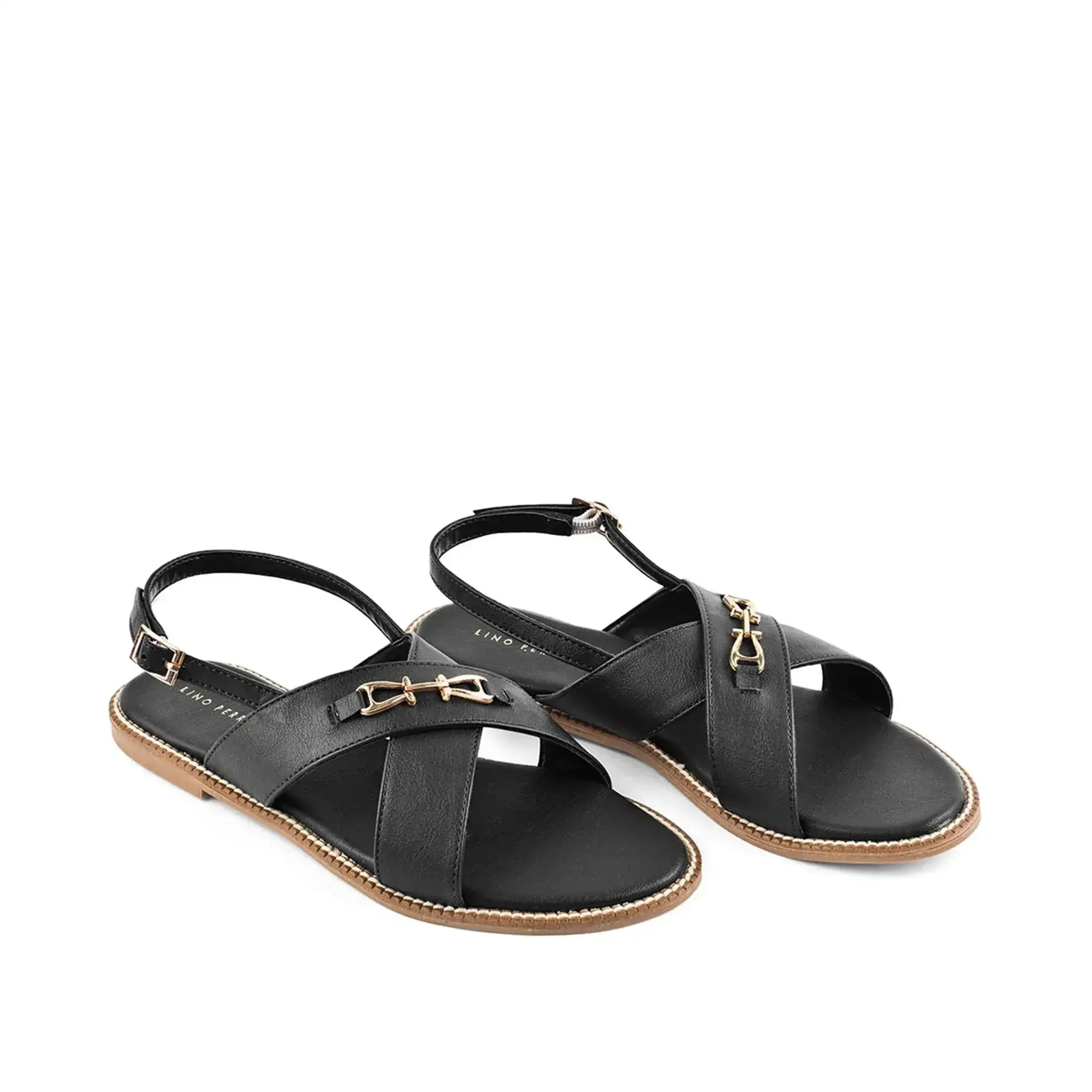 Harper Cross-Strap Black Comfort Sandle - Image 3