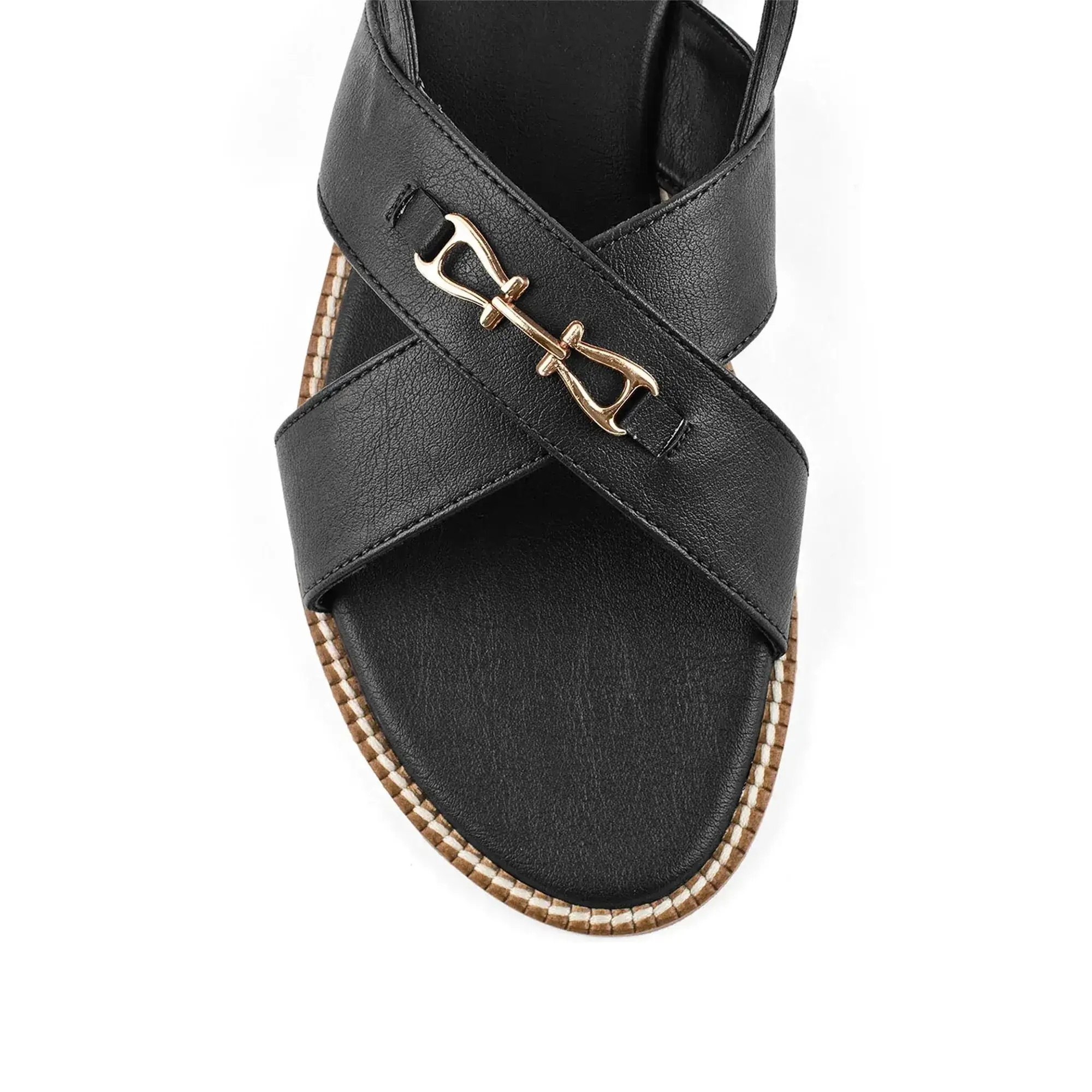 Harper Cross-Strap Black Comfort Sandle - Image 6