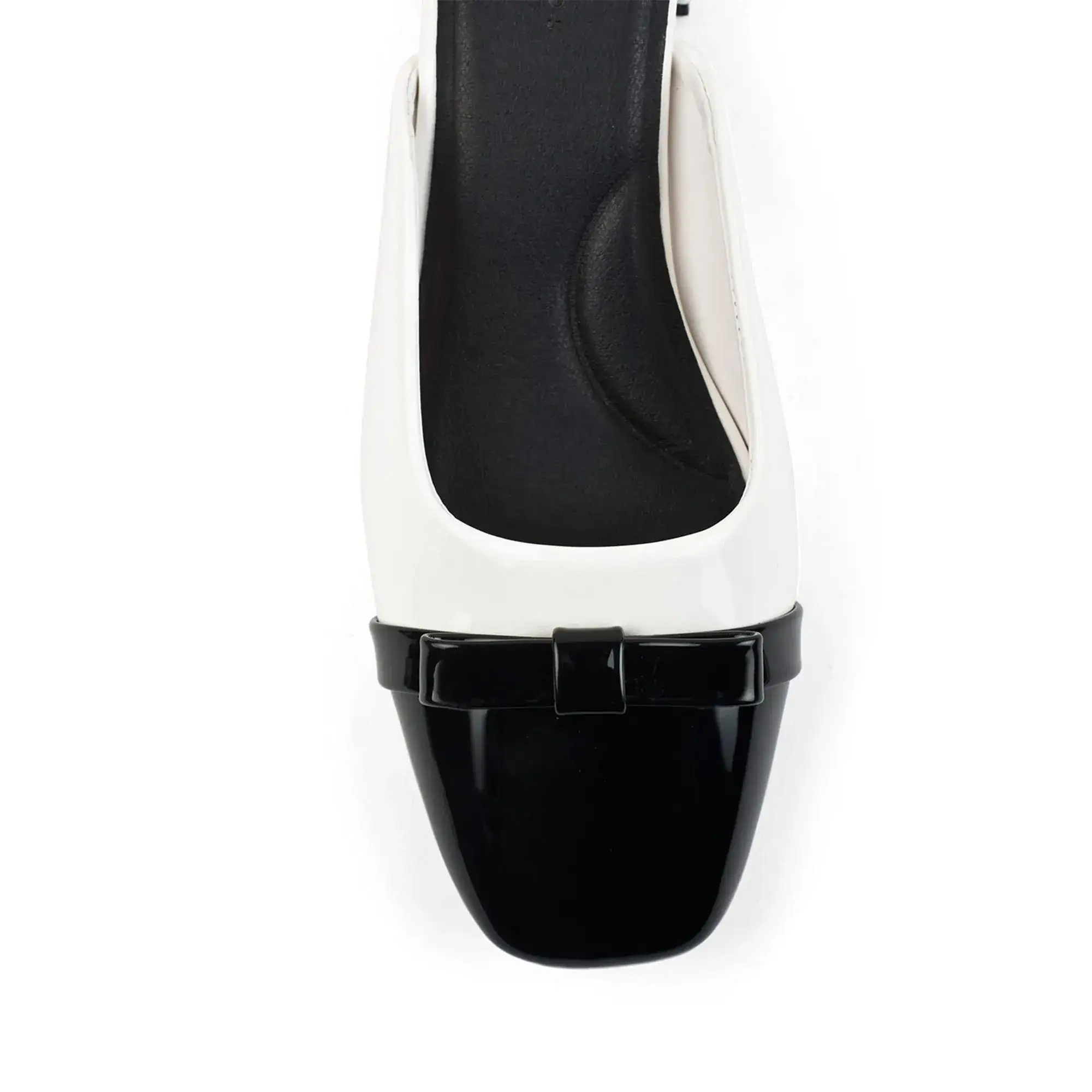 Hepburn Preppy White Mule Heels - Image 3