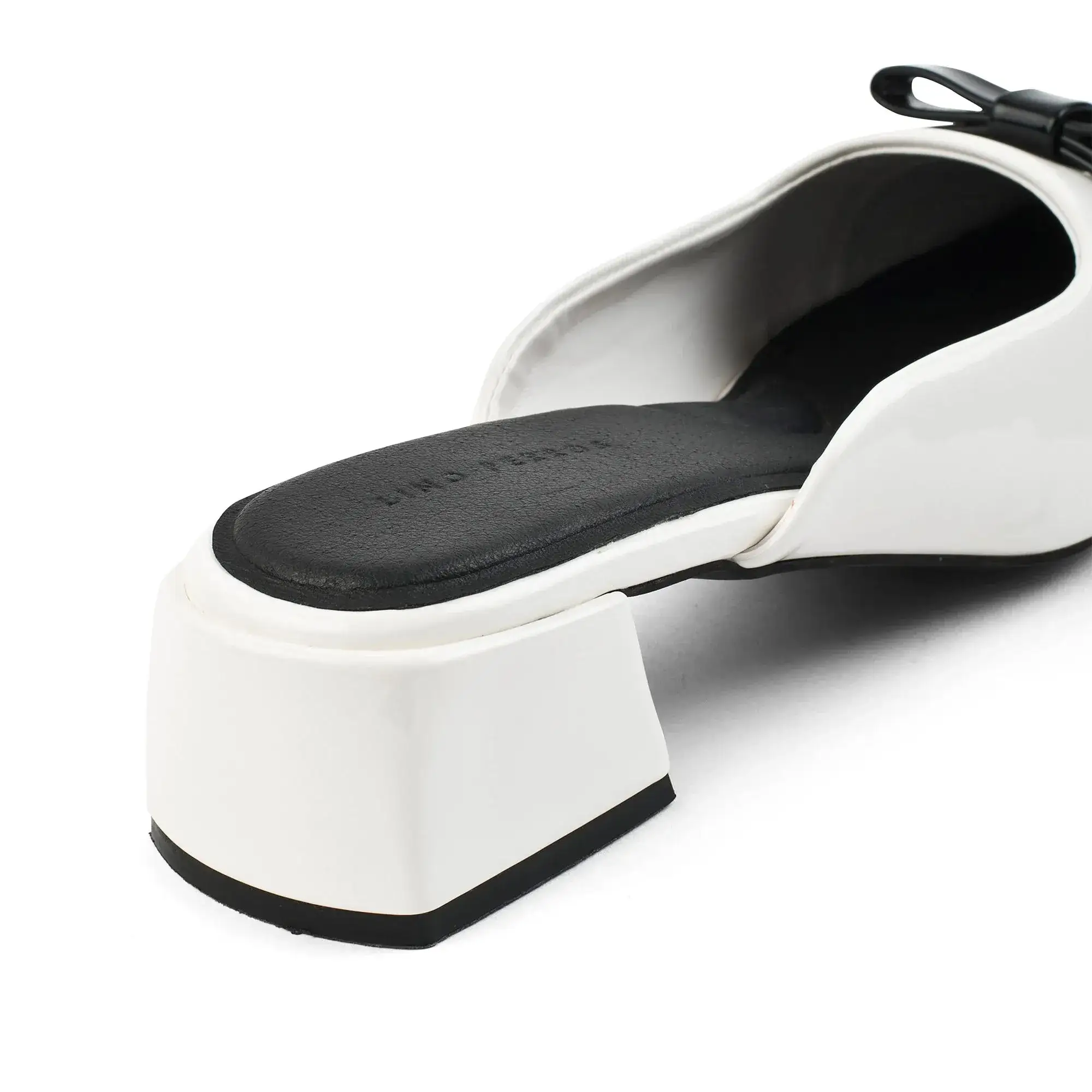 Hepburn Preppy White Mule Heels - Image 5