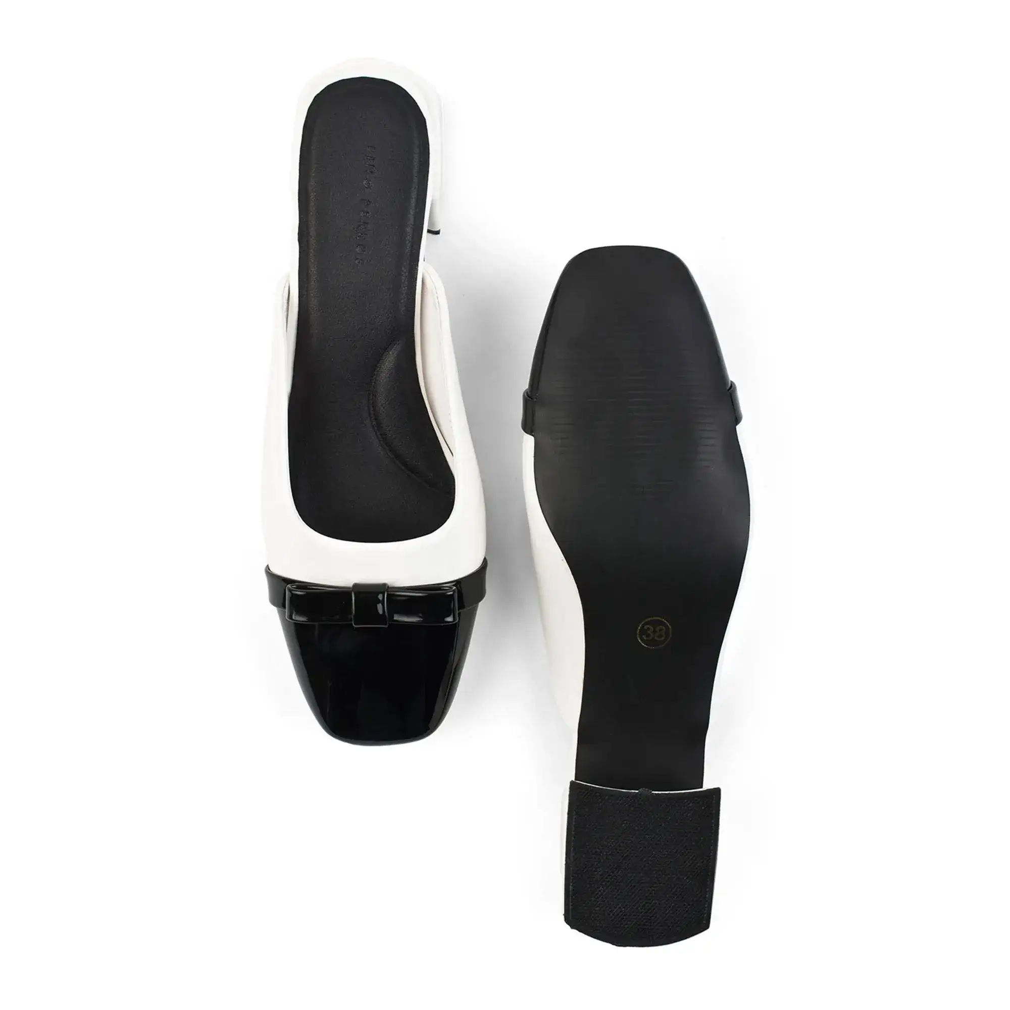 Hepburn Preppy White Mule Heels - Image 6