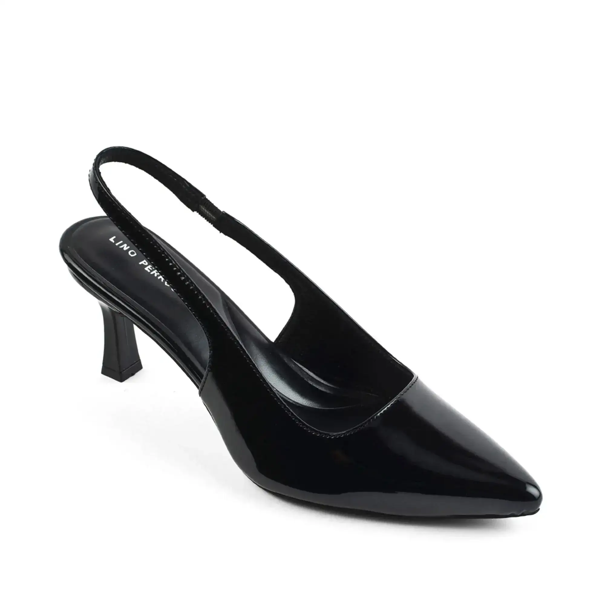 Victoria Point Toe Slingback Black Stilettos - Image 3