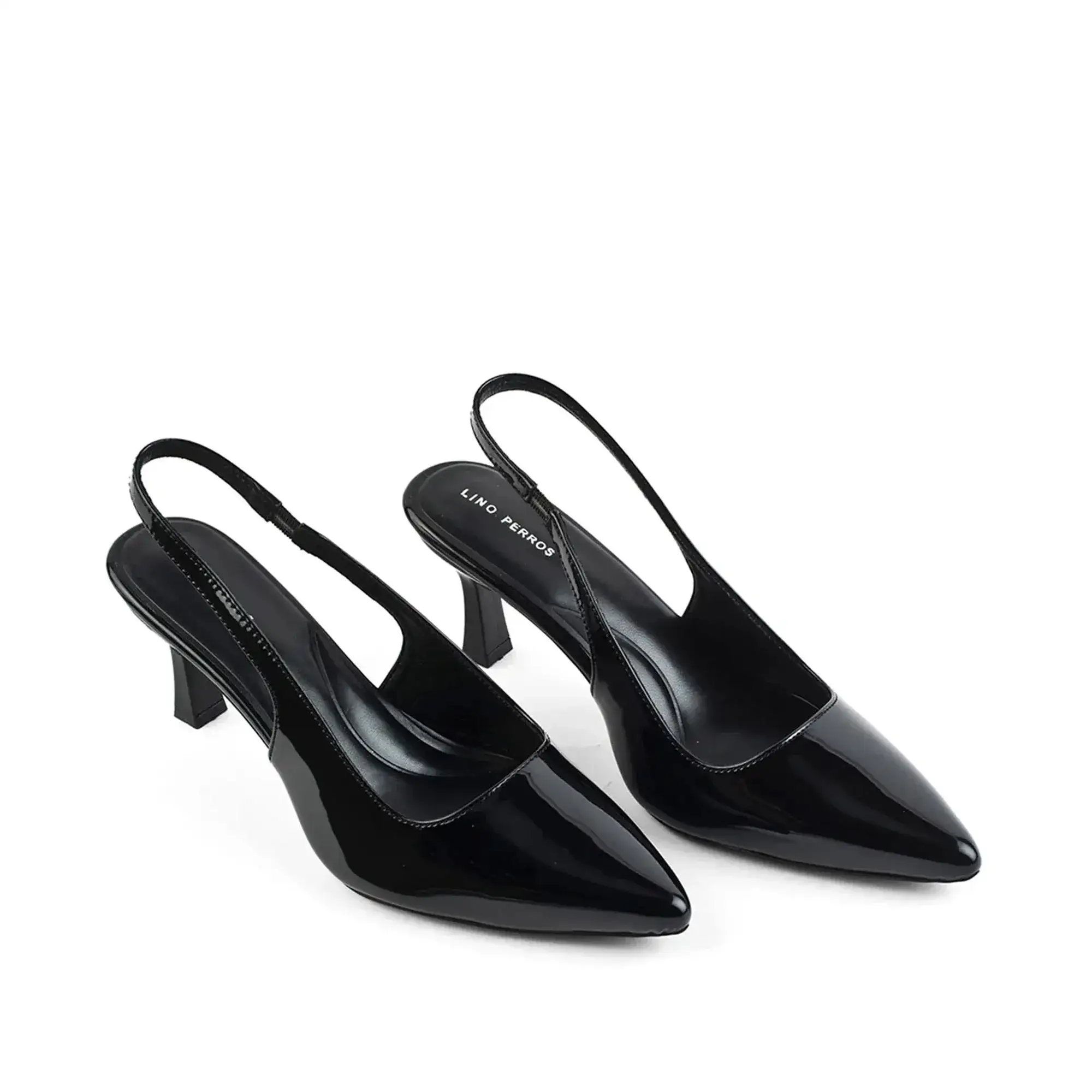 Victoria Point Toe Slingback Black Stilettos - Image 4