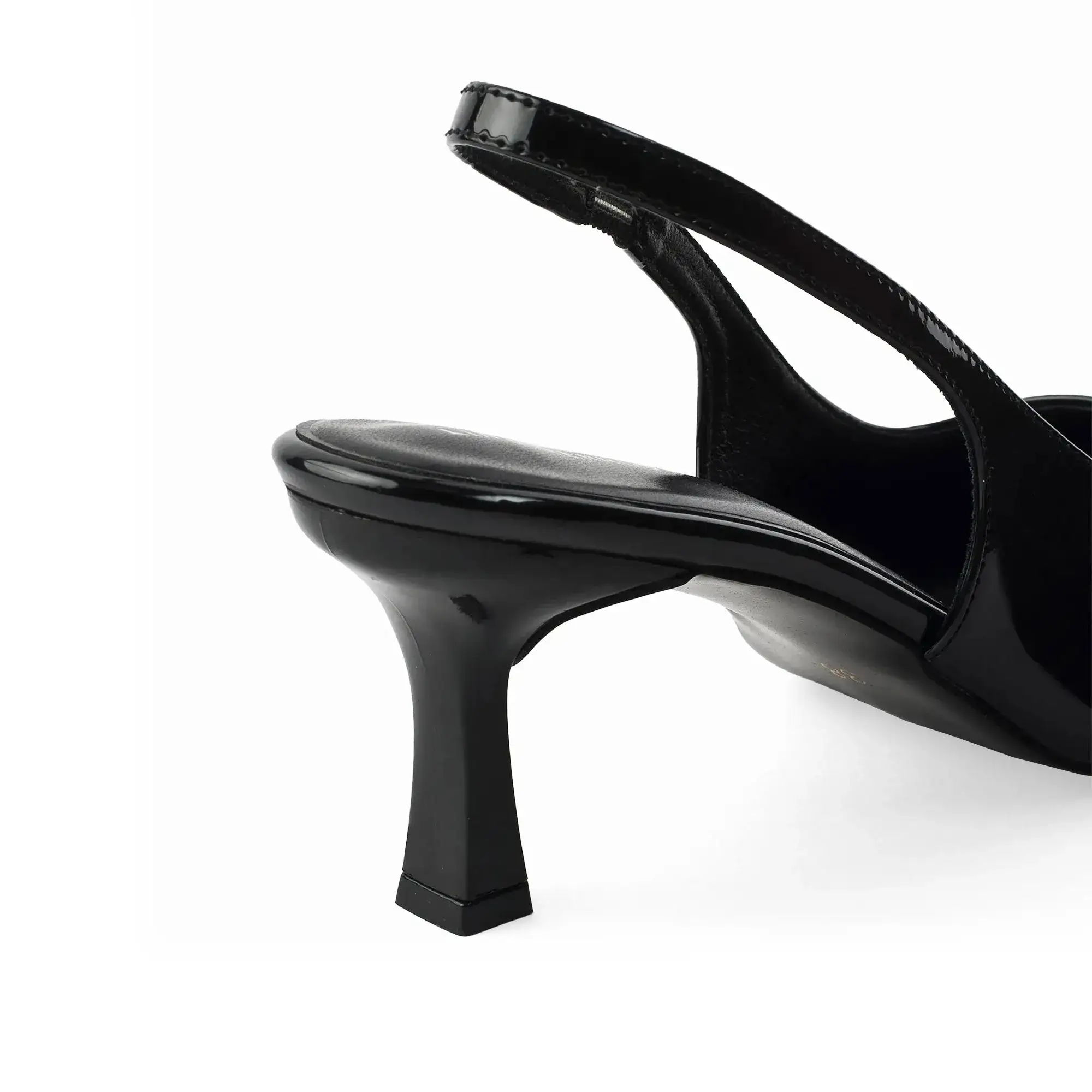 Victoria Point Toe Slingback Black Stilettos - Image 6