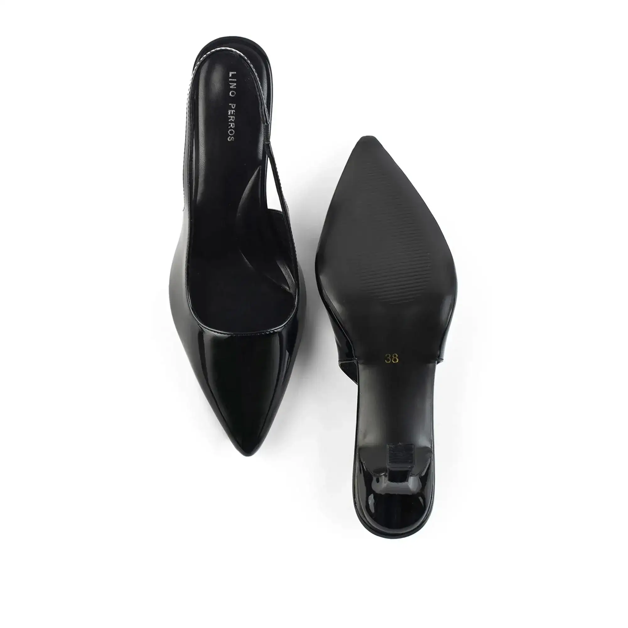 Victoria Point Toe Slingback Black Stilettos - Image 7