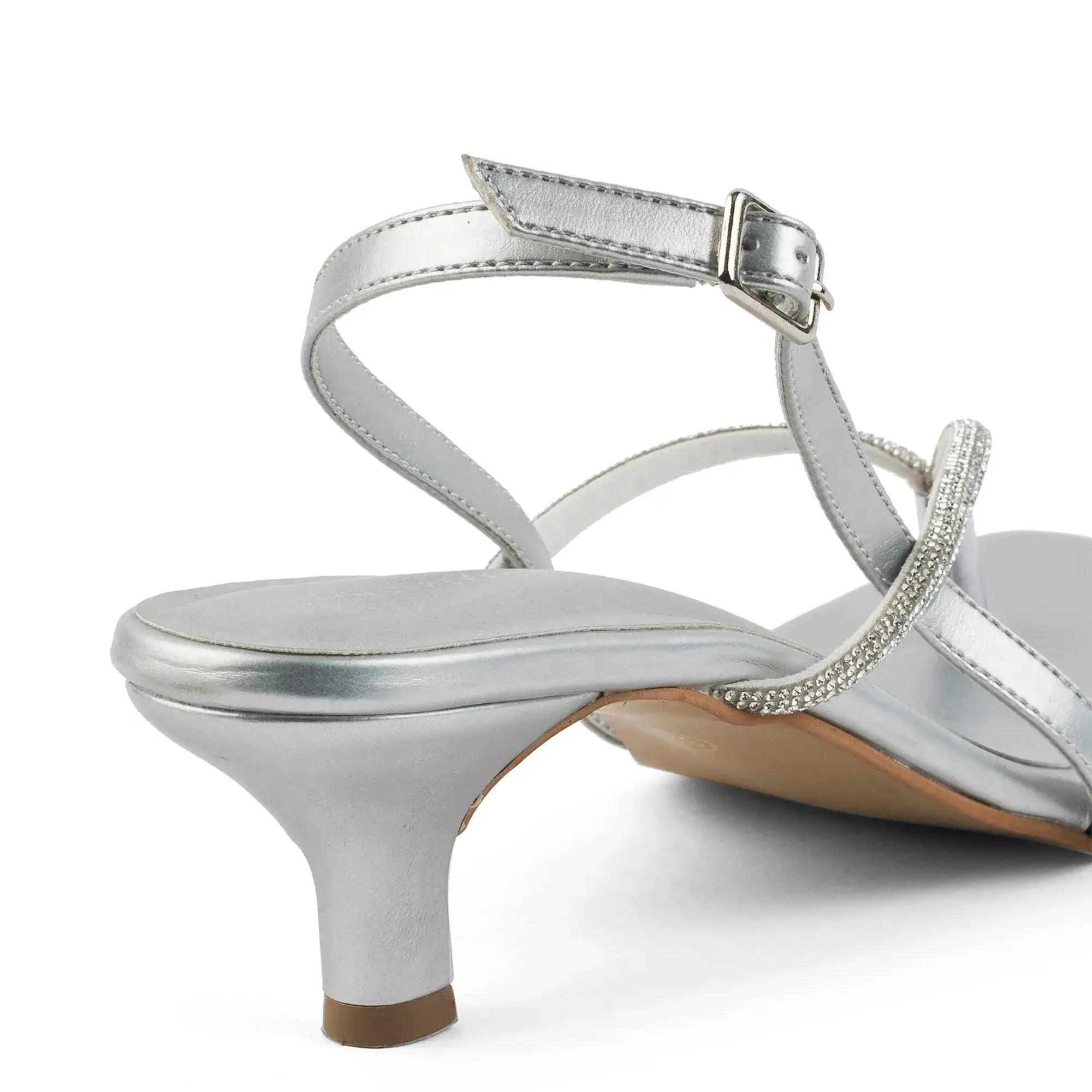 Hepburn Glam Silver Kitten Heels - Image 4