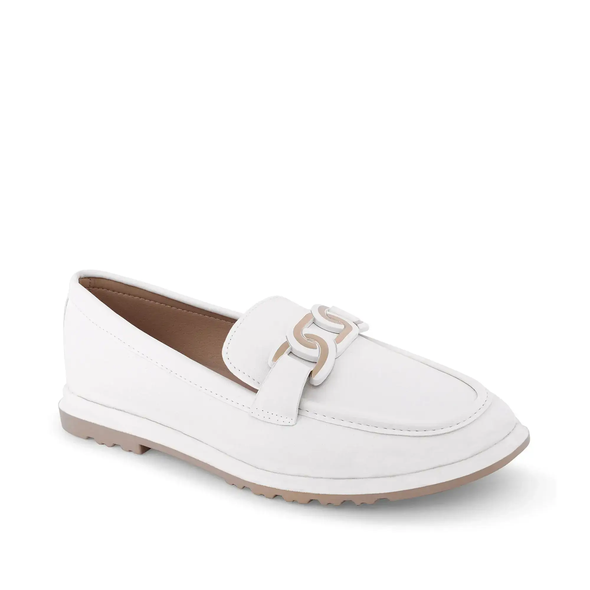 Ava Casual Chain Off White Loafers - Image 3