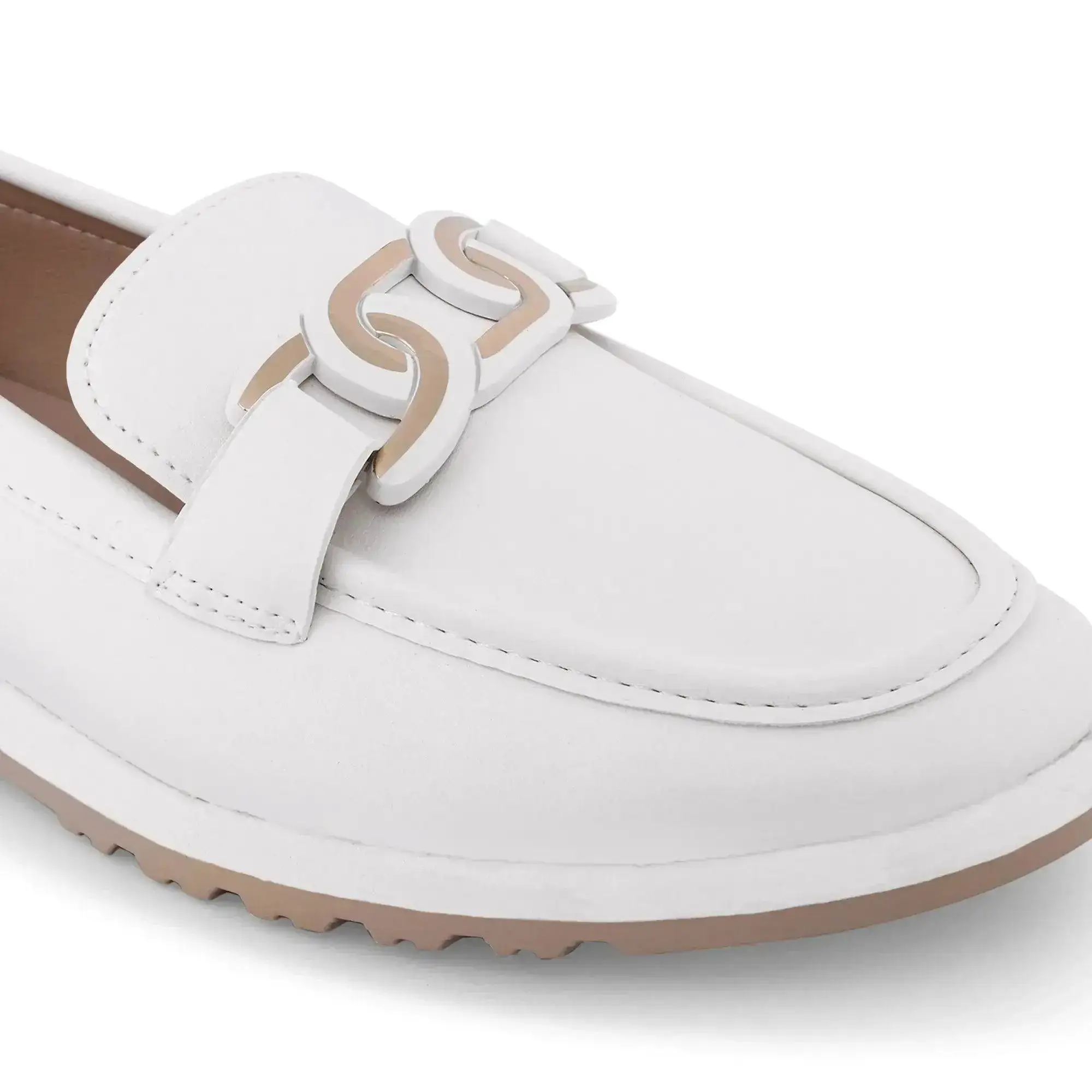 Ava Casual Chain Off White Loafers - Image 6
