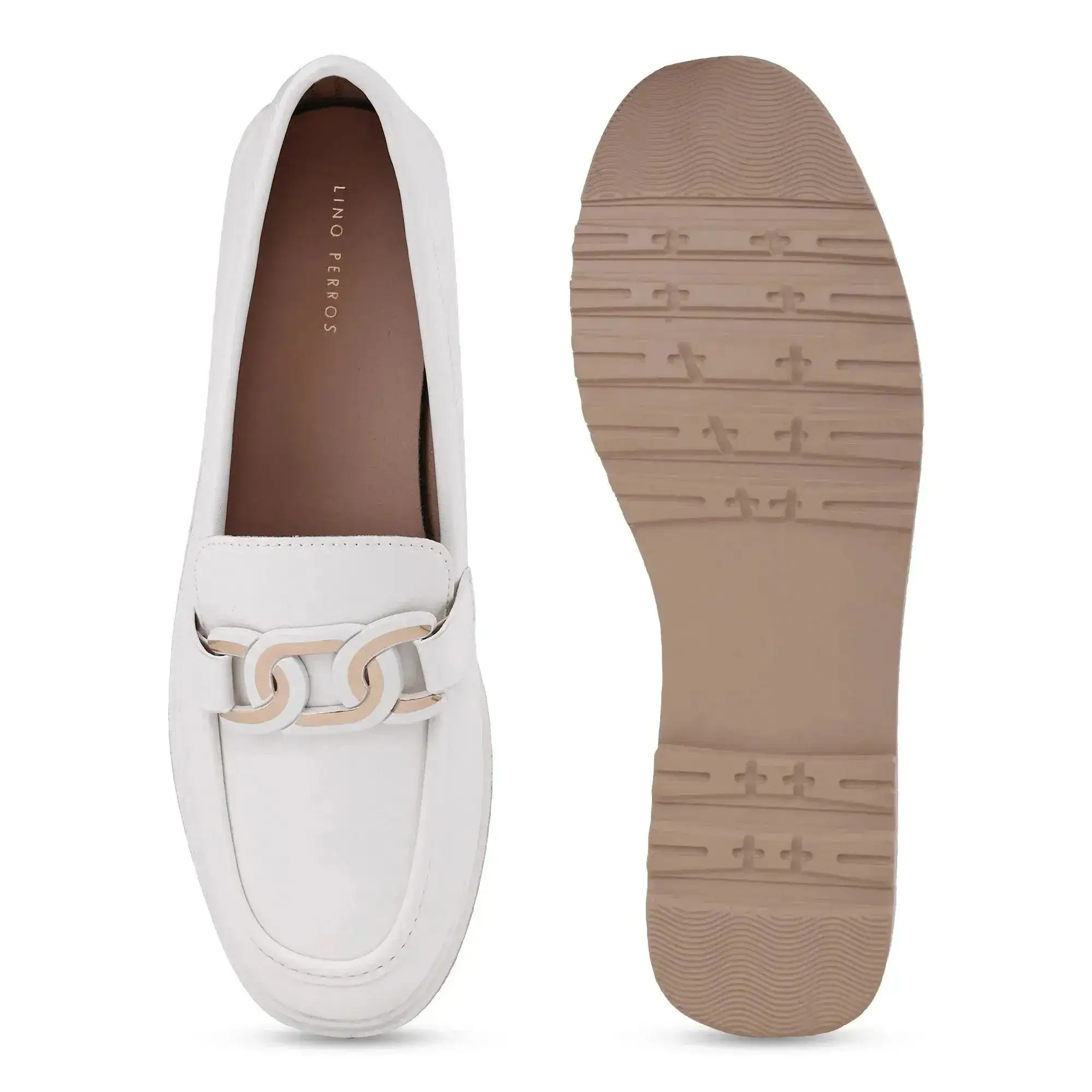 Ava Casual Chain Off White Loafers - Image 7
