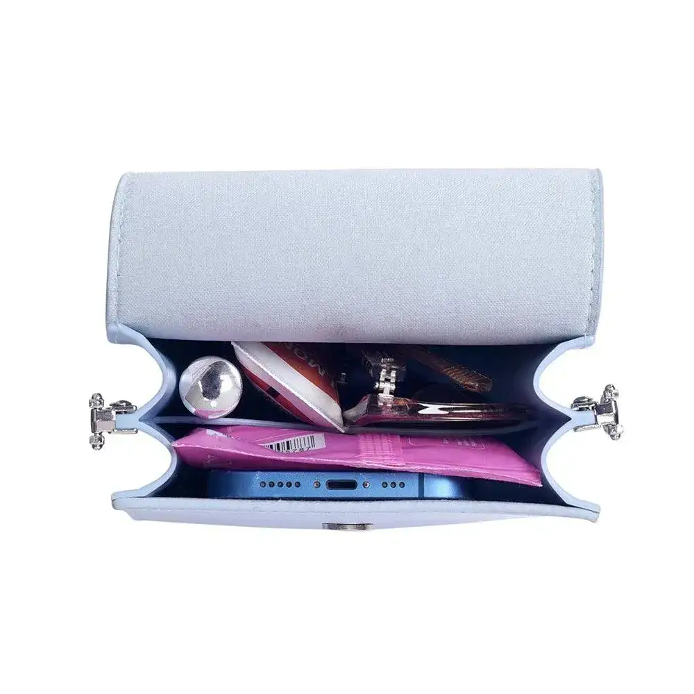 Avril Bold Solid Soft Blue Sling Bag - Image 7