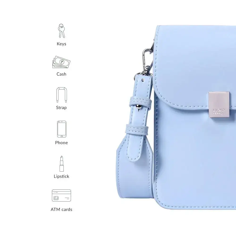 Avril Bold Solid Soft Blue Sling Bag - Image 8