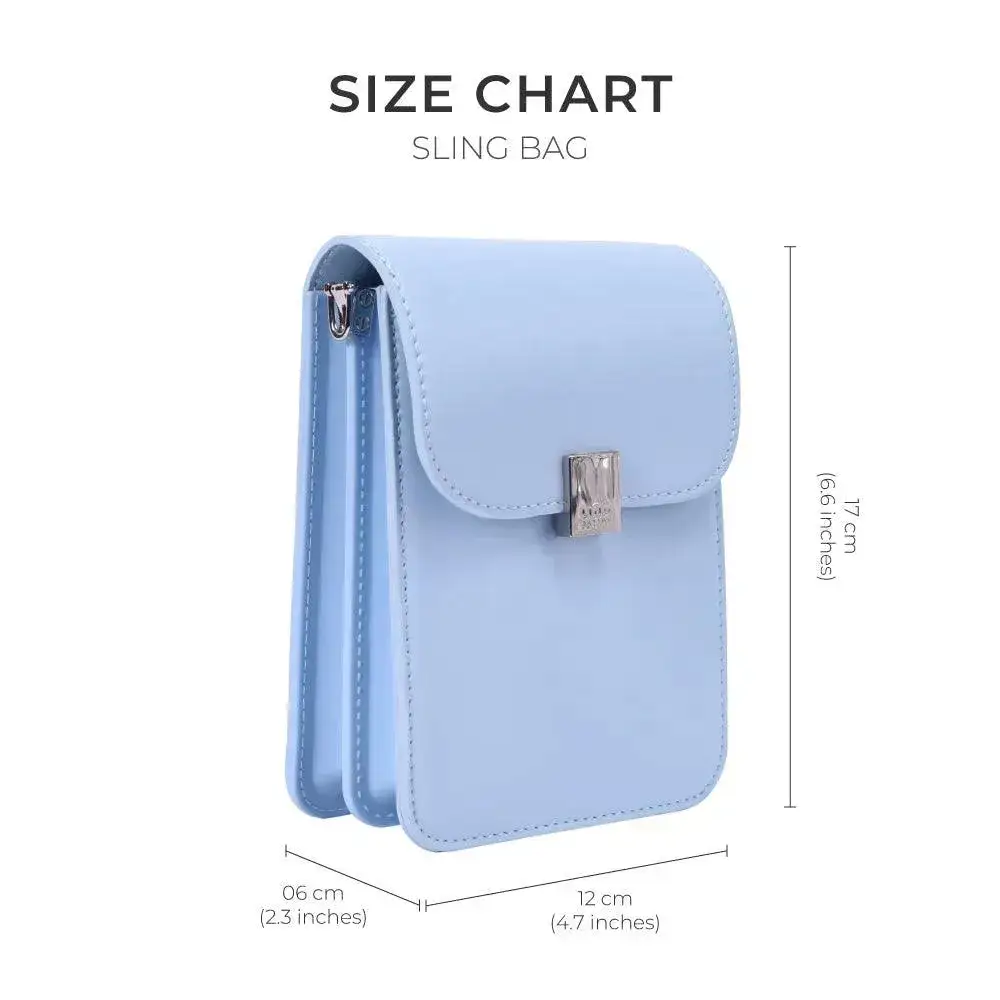 Avril Bold Solid Soft Blue Sling Bag - Image 9