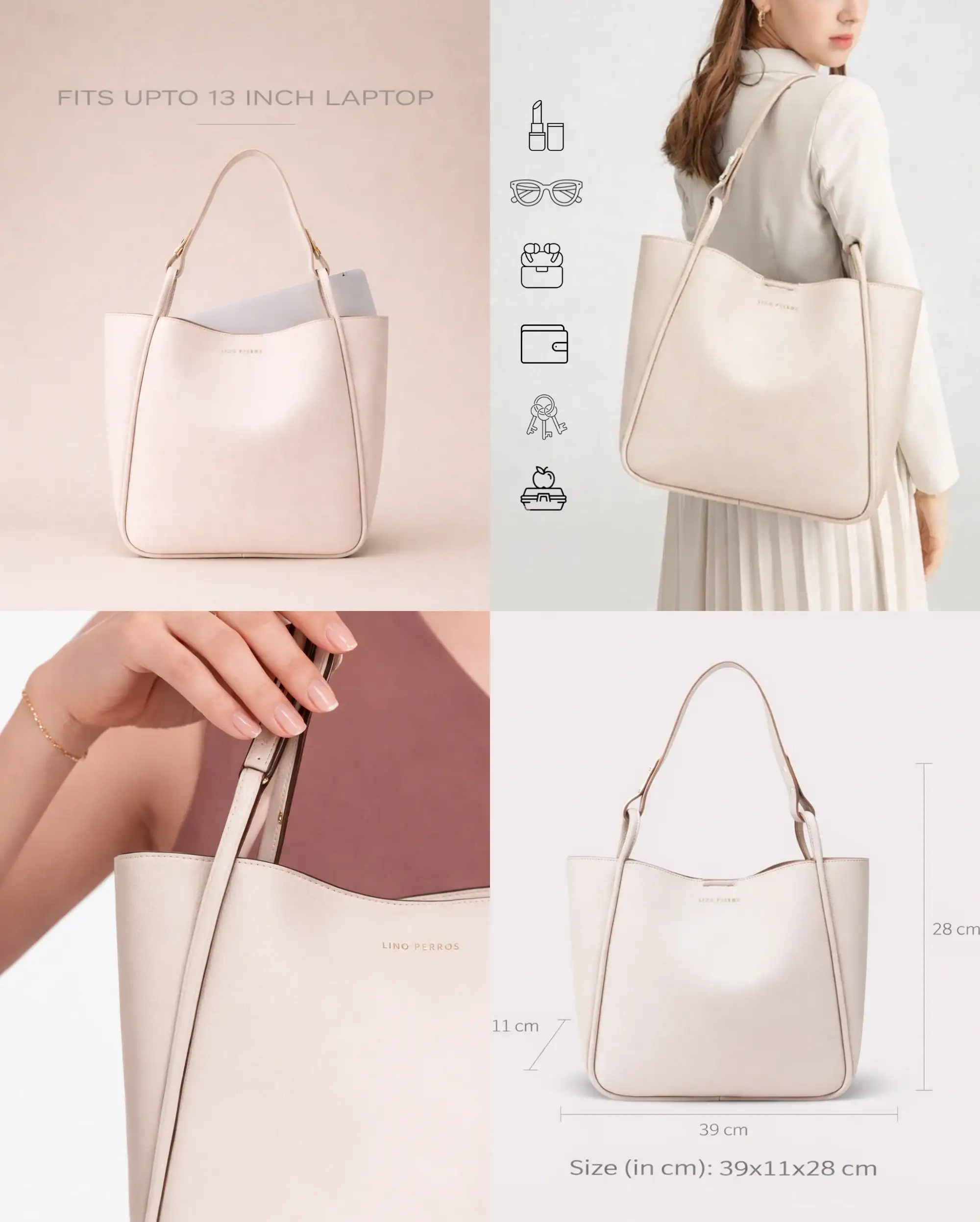 Avril Soft Body Everyday Beige Tote Bag - Image 3