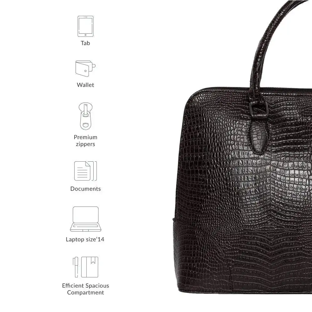 Voyage Organizer Brown Croco Laptop Bag - Image 8