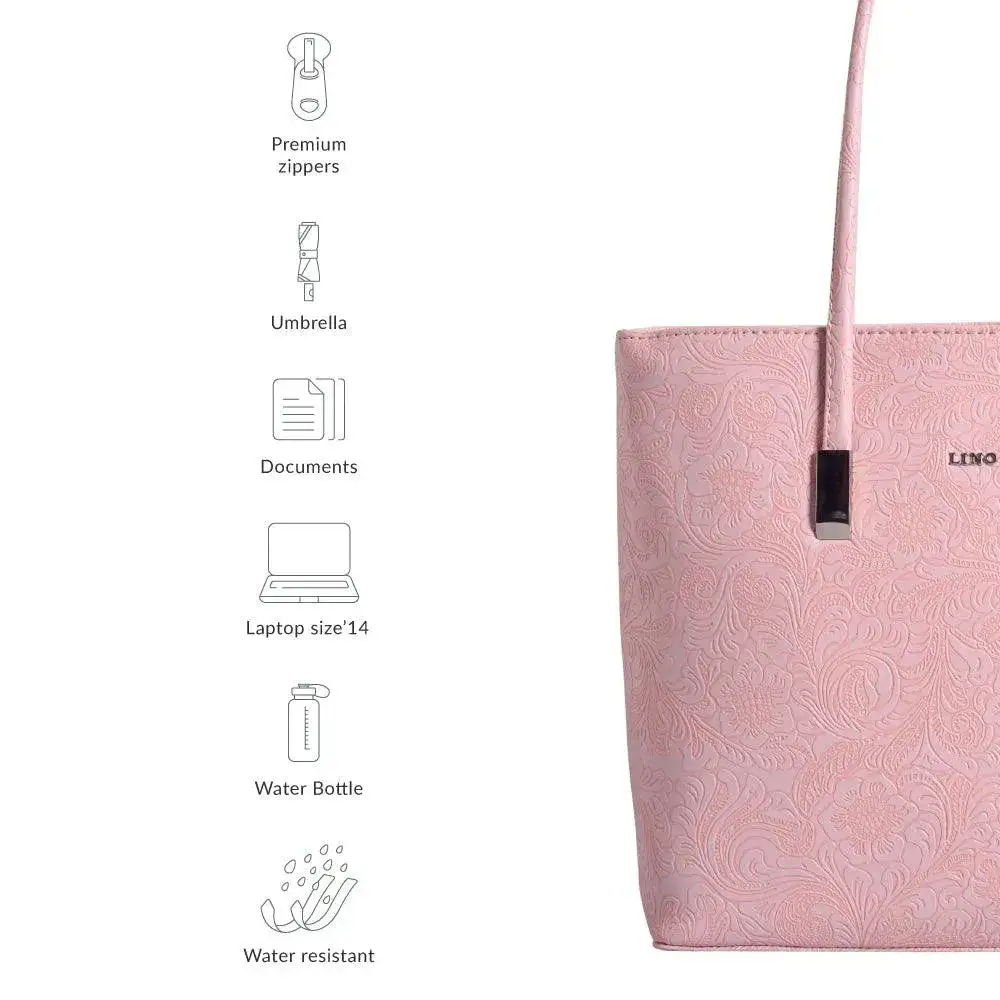 Avril Minimalist Floral Peach Tote Bag - Image 6
