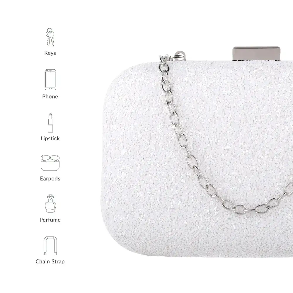 Texas Glitter Finish White Clutch - Image 6