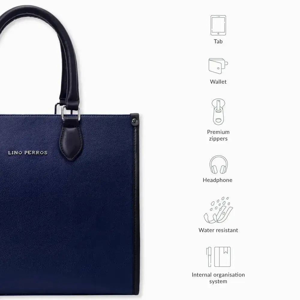 Monroe Versatile Solid Navy Tote Bag - Image 7