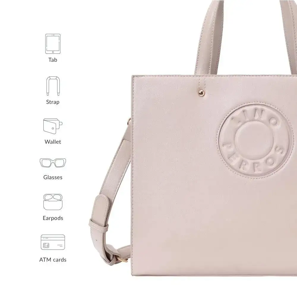 Avril The Trendy Beige Office Tote Bag - Image 5