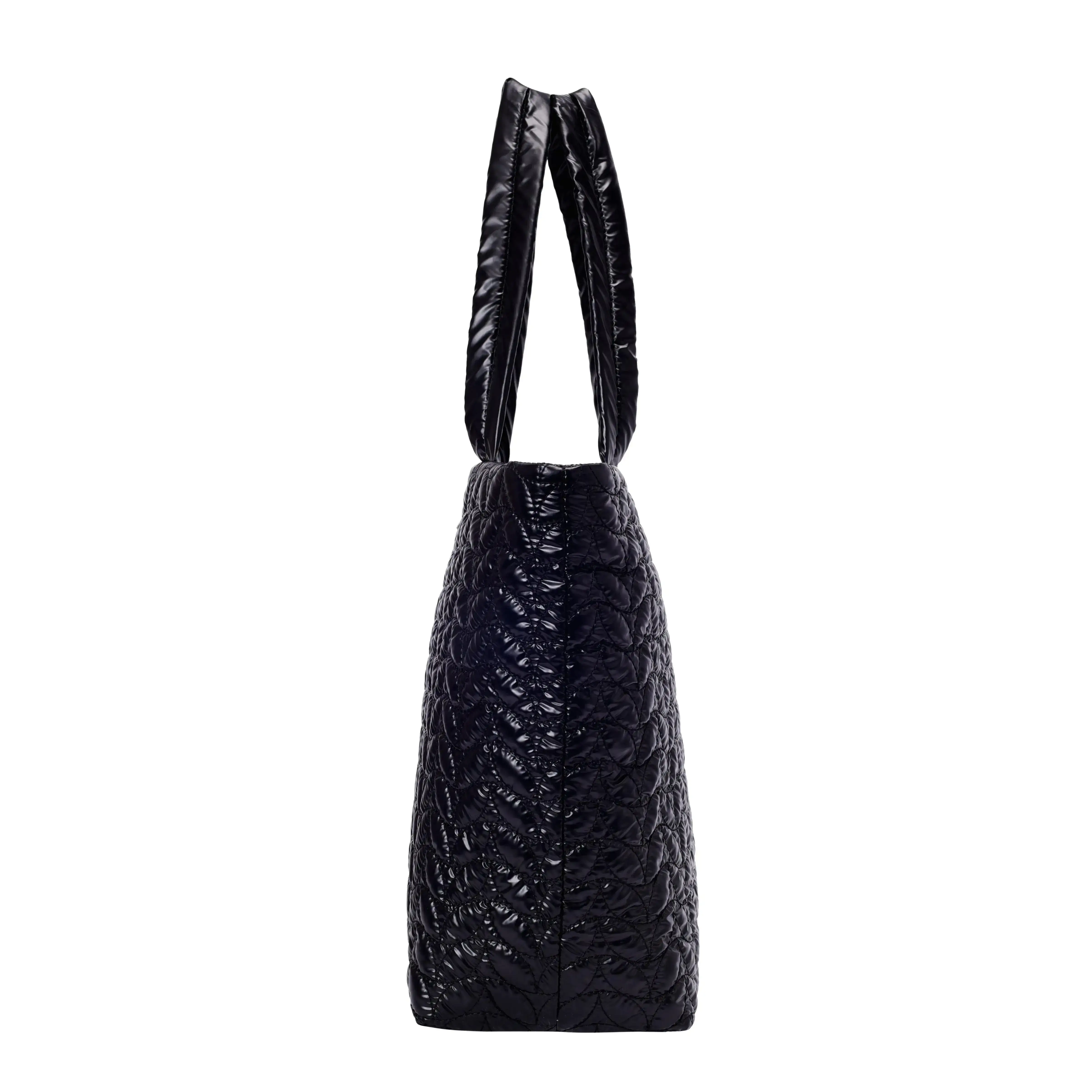 Maddie High Shine Black Tote Bag - Image 3