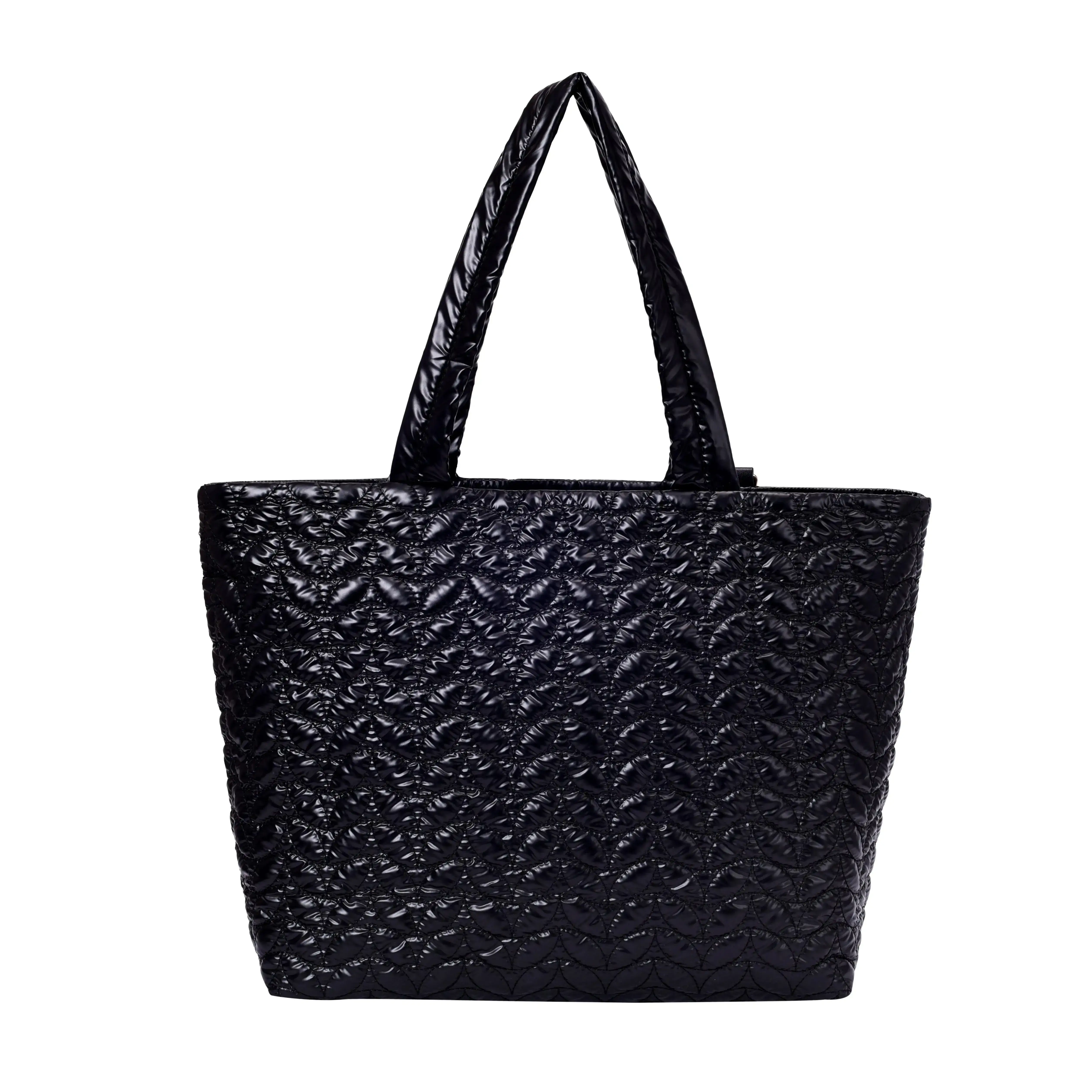 Maddie High Shine Black Tote Bag - Image 4
