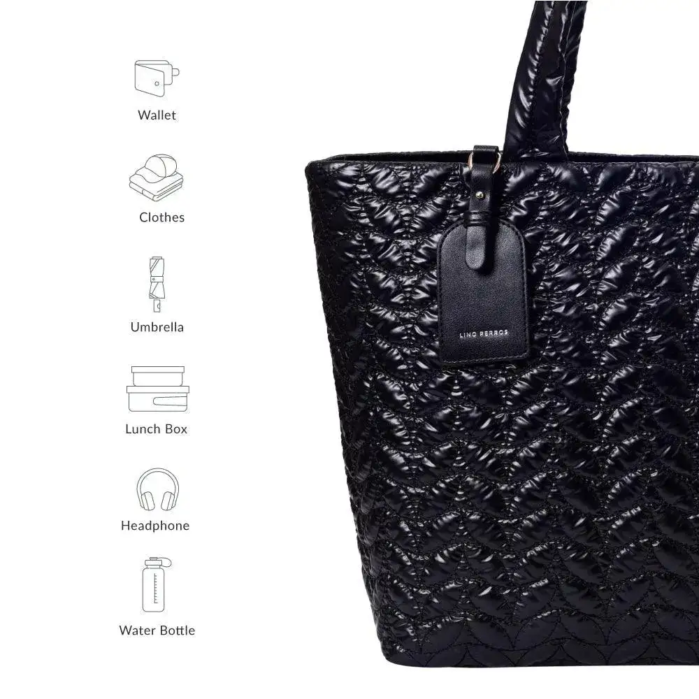 Maddie High Shine Black Tote Bag - Image 6