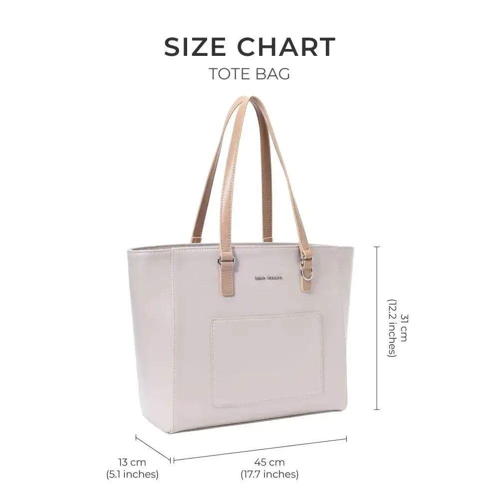 Monroe Color-Blocked Commuter Beige Tote Bag - Image 11