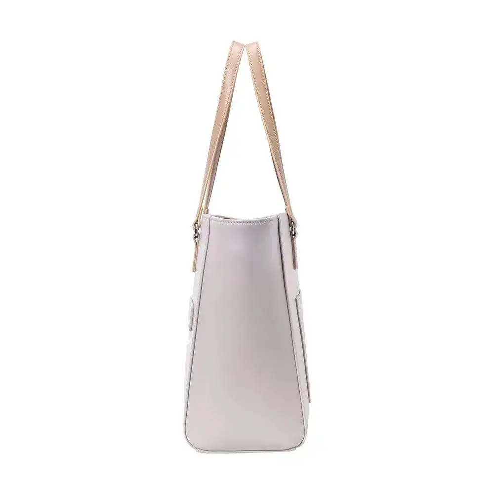 Monroe Color-Blocked Commuter Beige Tote Bag - Image 4