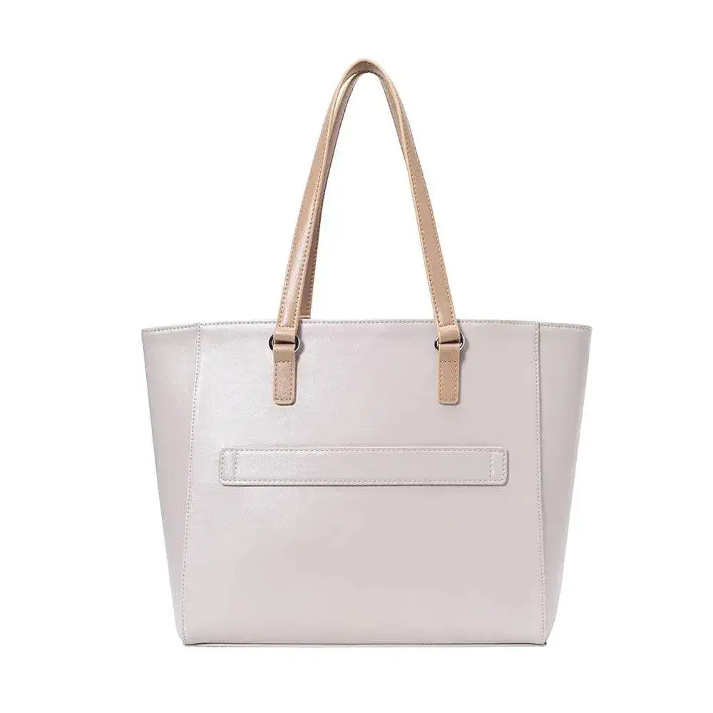 Monroe Color-Blocked Commuter Beige Tote Bag - Image 5