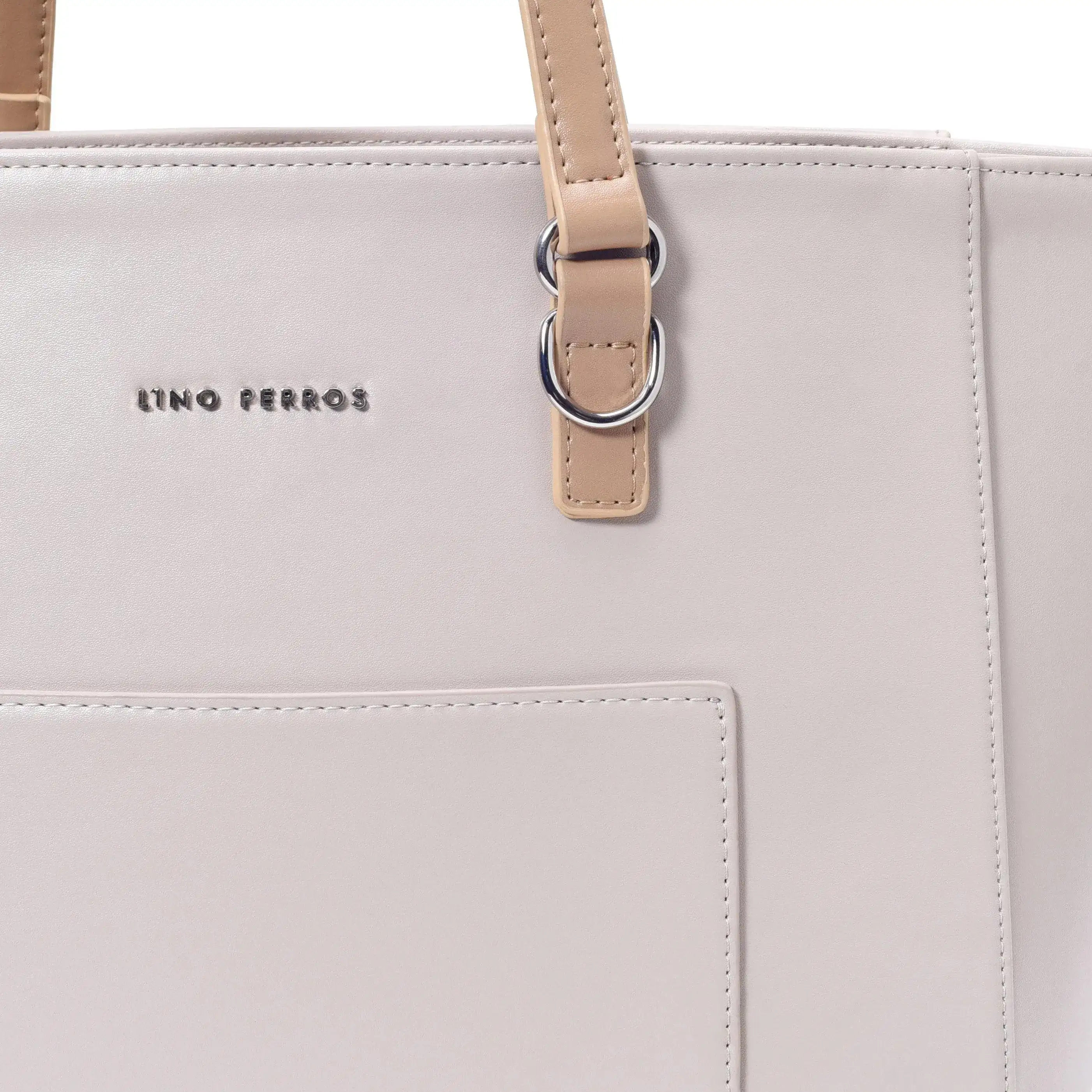 Monroe Color-Blocked Commuter Beige Tote Bag - Image 6