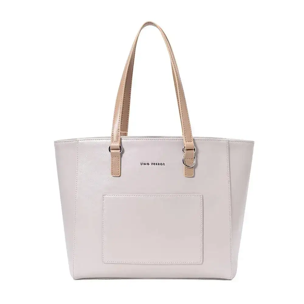 Monroe Color-Blocked Commuter Beige Tote Bag - Image 7