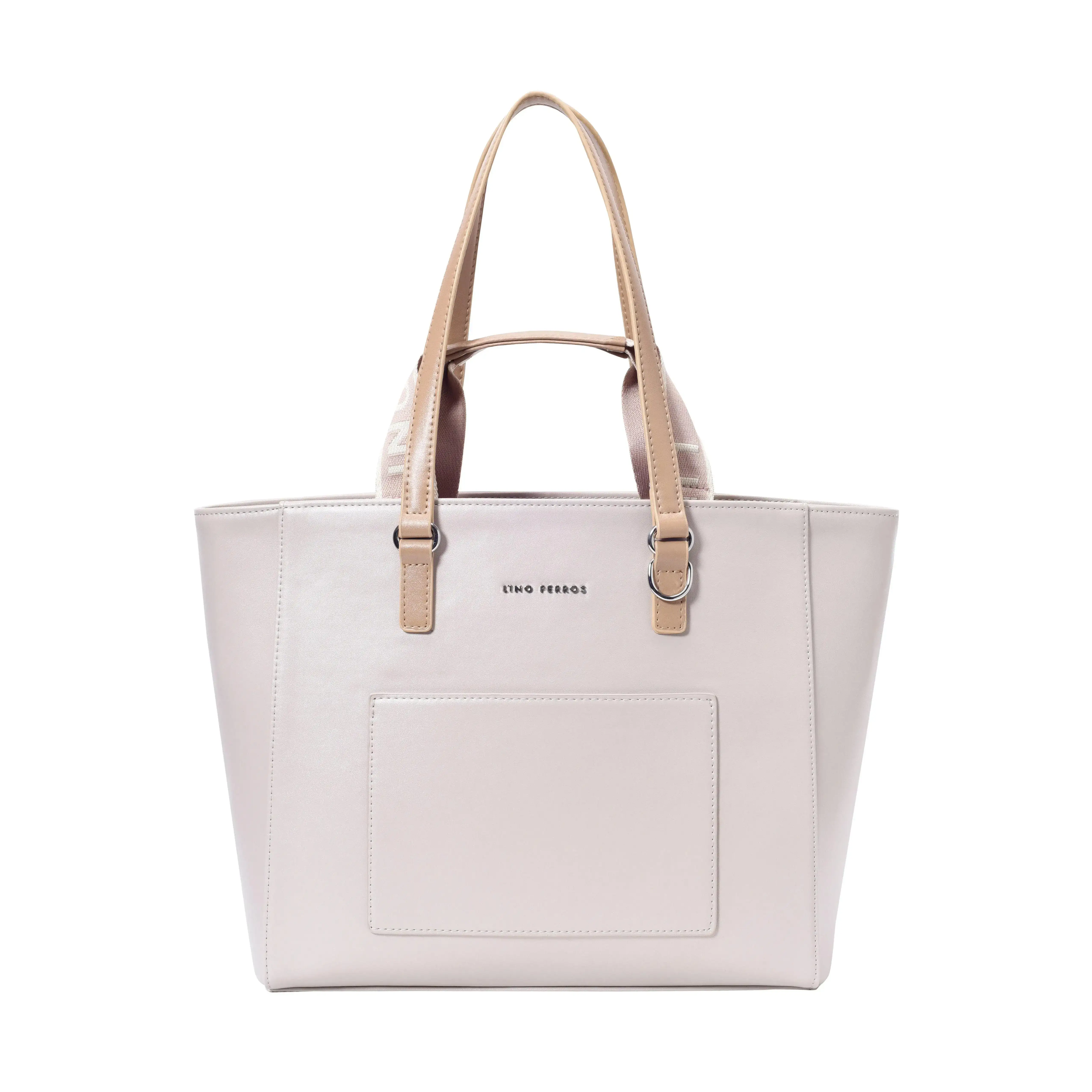 Monroe Color-Blocked Commuter Beige Tote Bag - Image 8