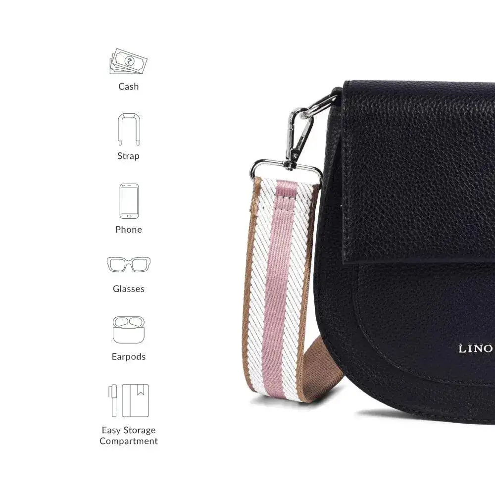 Avril Saddle Black Sling Bag - Image 7