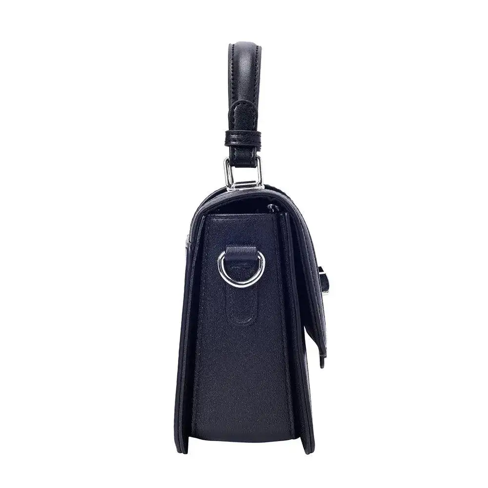 Valley Floral-Infused Black Satchel Bag - Image 4