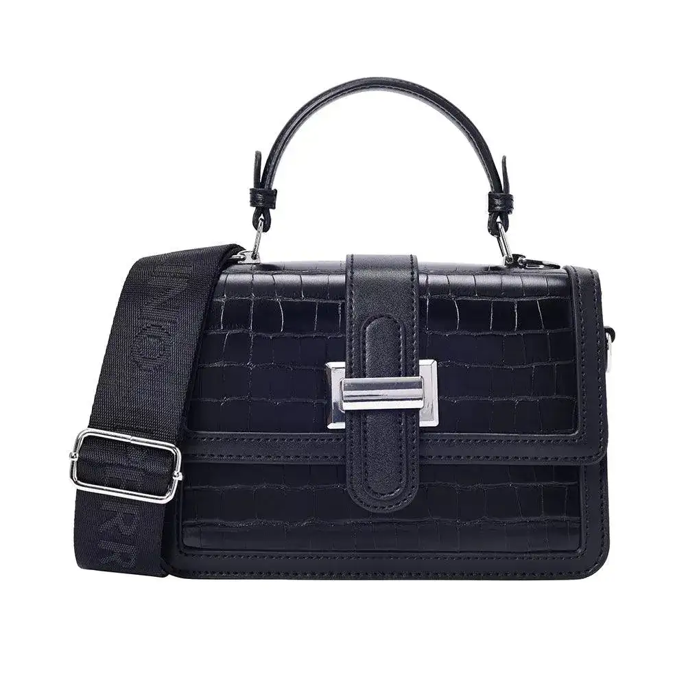 Valley Floral-Infused Black Satchel Bag - Image 6