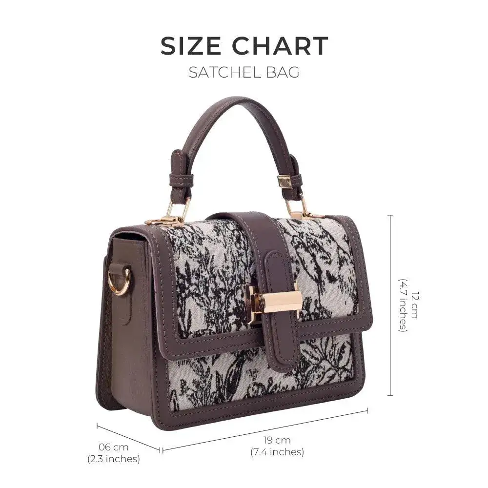 Valley Floral-Infused Brown Satchel Bag - Image 10