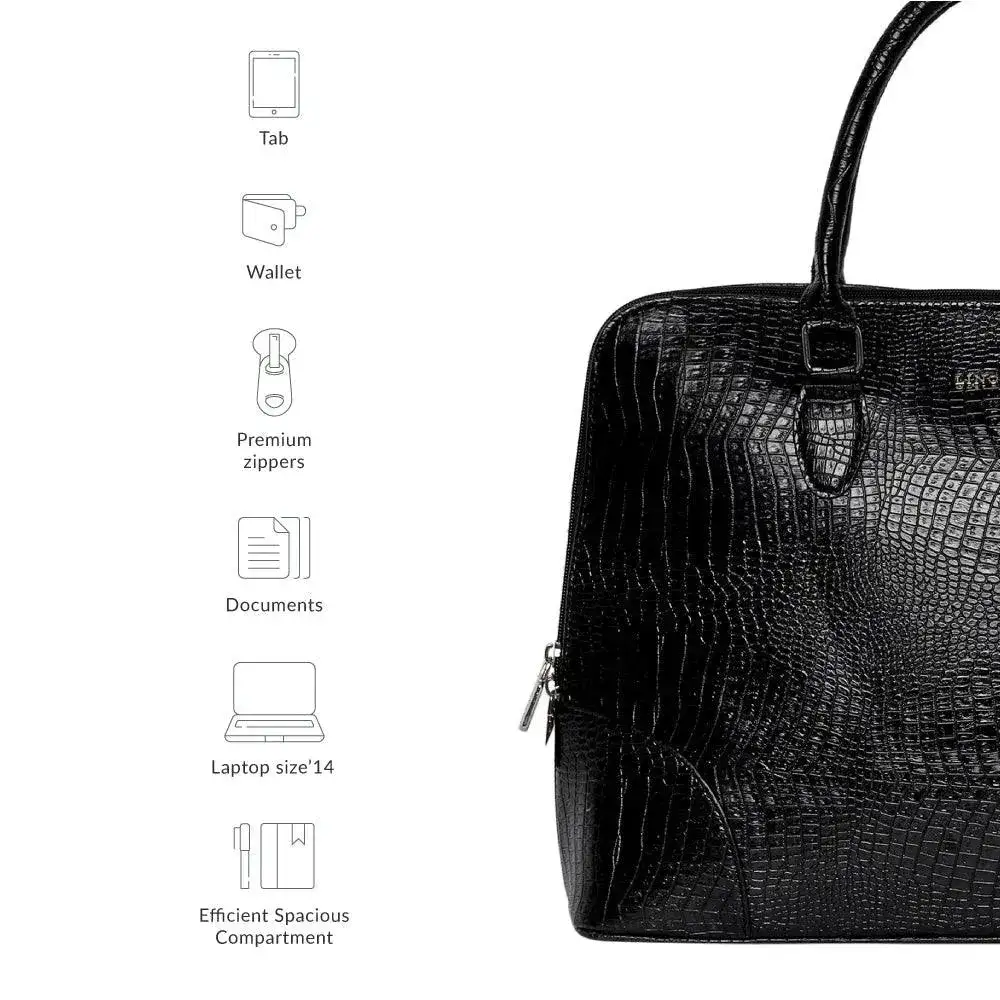 Voyage Organizer Black Croco Laptop Bag - Image 8